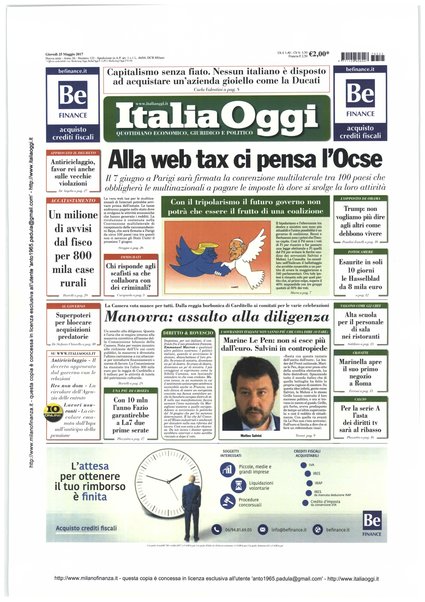 Italia oggi : quotidiano di economia finanza e politica